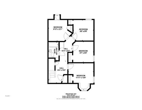 Floor plan for 6 beds, 2 baths